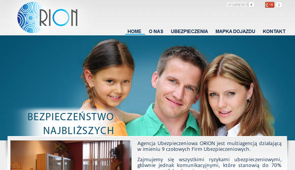 realizacja: strona internetowa agencji ubezpieczeń ORION