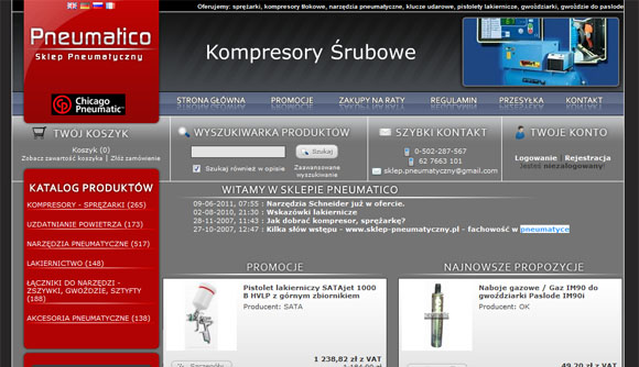 realizacja: sklep internetowy z narzędziami pneumatycznymi